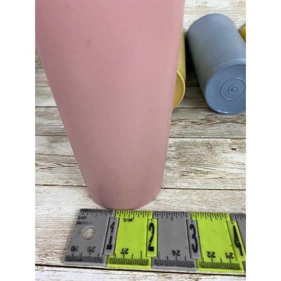 Tupperware Pastel Tumblers Cup 1348 18oz Set of 4 Tan Pink Blue Yellow - Picture 7 of 12